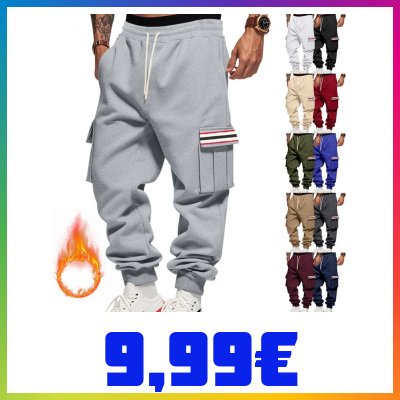 Pantaloni Tuta Uomo Invernali Felpati Baggy con Tasche Laterali Sportivi