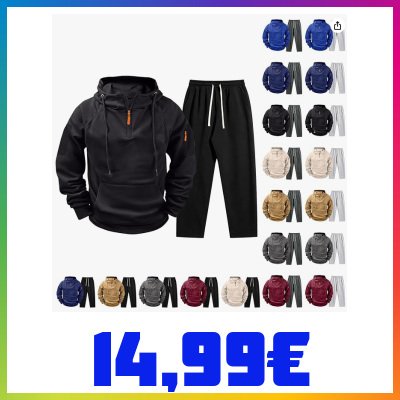 Completo Tuta Uomo con Felpa Zip Pantaloni Sportivi Casual