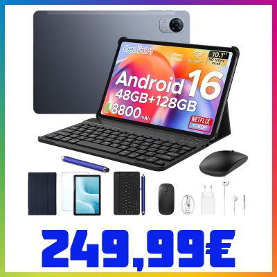 P10PRO Tablet 10 Pollici 120Hz-Tablet con Tastiera e Penna, Grigio 48GB+128GB/2TB Tablet Android 16 & T7250 Octa-Core, 8800mAh