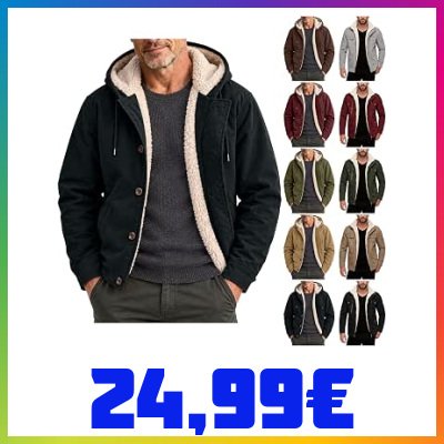Cappotto Uomo Invernale Lungo Giubbotto Pile Giacca Elegante Lavoro