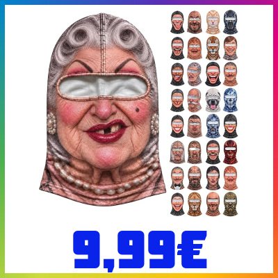 Passamontagna 3D Faccia Stampata Maschera Realistica Uomo Funny Ski Mask